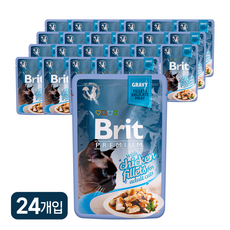 브릿 프리미엄 캣 파우치 고양이 사료, 24개, 85g, 닭 - 브릿