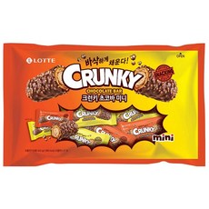 LOTTE 樂天 CRUNKY 迷你雙重可可脆 405g，迷你可可脆點心棒，酥脆口感，濃郁花生香氣，獨立包裝，方便攜帶, 1袋