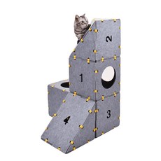 고양이숨숨집 스크래쳐 캣타워 블럭식 고양이 놀이터 cat 4climbbox-MZ CN, 1세트