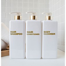 호텔 욕실 디스펜서 홈스토킹 샴푸 컨디셔너 바디워시통 800ml 공병 3종 세트, 1세트, 화이트 골드 (해비)