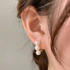 여성 심플 더블 진주 원터치 귀걸이 A361