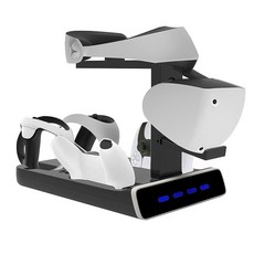 PS VR2용 Qoosea 충전 스테이션 Playstation VR2 및 PS5 컨트롤러용 5-in-1 PSVR2 충전기 스탠드 VR 헤드셋 디스플레이 스탠드가 포함된 PSVR2