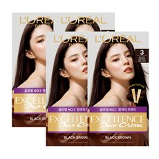 로레알파리 엑셀랑스 크림 더블튜브 염모제, 3호 블랙 브라운, 4개