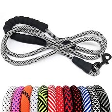 MayPaw Heavy Duty Rope Dog Leash 6Ft 1/2" Thick N MayPaw 헤비 듀티 로프 개 가죽끈 6피트 1/2" 두꺼운 나일론 애완동물 훈련 가, 1/2" * 6', black white, 1개