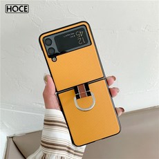 HOCE 갤럭시 Z 플립3 제트플립3 스트라이프 핑거링 가죽 케이스