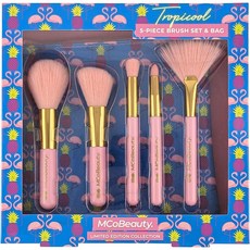 MCoBeauty 엠코뷰티 Tropicool 5-피스 메이크업 브러쉬 세트 앤 백, 1개