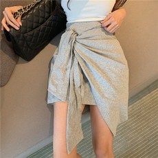 르엠마 르블랑 매듭 꼬임 랩 미니 여름 스커트