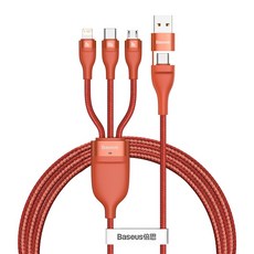 Baseus-3 인 1 USB C 케이블 아이폰 12 프로 11 XR 충전기 케이블 100W 마이크로 USB 타입 C 케이블 맥북 프로 삼성 샤오미, 01 Orange