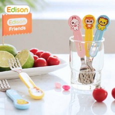에디슨 프렌즈 베이비 스푼포크 케이스세트 1+1 (사자/토끼/부엉이)(2세이상), EF7428_사자+EF7442_부엉이, 1개