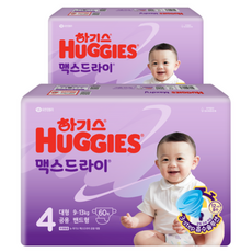 하기스 2024 맥스드라이 밴드형 기저귀 남여공용 대형 9~13kg, 4단계