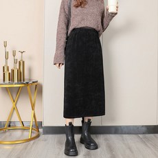 제이제이 여성 골덴 스커트 슬림핏 겨울가을 미디 치마SN