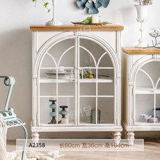 빈티지 북유럽 아치형 찬장 그릇장 단단한 나무 유리 진열장 거실 인테리어 장식장, A2358 프렌치 빈티지 책장