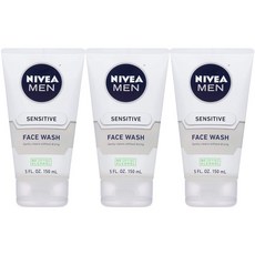 NIVEA Men Sensitive Face Wash 니베아 맨 센서티브 페이스워시 남성 클렌징폼 5floz (150ml) 3팩, 1개