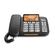 Mugast Gigaset DL580-유선 노인 전화-매우 쉬운 조작 및 조명 컬러 디스플레이가있는 탁상 전화기 블랙-66359, 단일옵션, 단일옵션