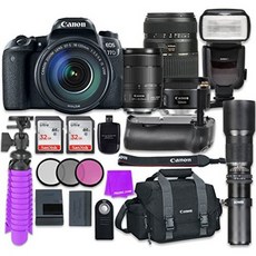 Canon EOS 77D 24.2 MP 디지털 SLR 카메라 Wi-Fi 및 Bluetooth + Canon 18-135mm USM 렌즈 + Tamron Zoom, One Color_One Size, 상세 설명 참조0, 상세 설명 참조0