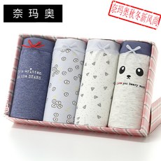 eco쿱스토어 여성캐릭터팬티 4스틱 룩 미드 힙스터 면드 원단 순면 코튼 퀠트 애니메이션 소녀 네마오