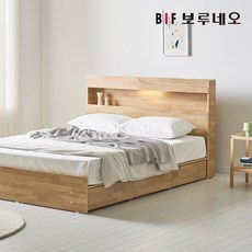 보루네오 침대 슈퍼싱글 퀸 무헤드 LED 수납형 서랍 평상형 호텔 신혼부부 세트 SS Q, 04_바울 수납침대, 멀바우