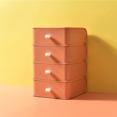 TANCcouyor 미니 서랍장 탁상용 책상용 레드 (1단*4), 오렌지 (1단*4)