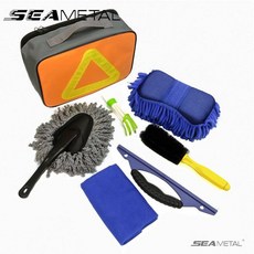 유막제거어플 청소 세차 키트 보관 가방 포함 도구 스폰지 타월 타이어 갭 브러시 7 개, [01] 7pcs, 1개