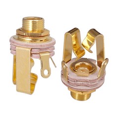 shangren 2pcs 소켓 모노 스테레오 입력 콘센트 6.35mm 1/4 "일렉트릭 기타 용 황동 잭, 황금, 2개