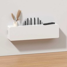 셋탑박스 거치대 무타공 공유기 멀티탭 정리 콘솔박스 60cm 크림화이트, 1개, 10. 80cm/크림화이트/초슬림