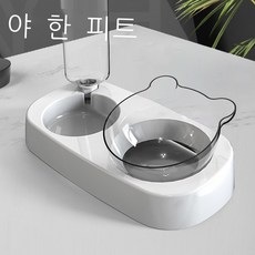 개 그릇 개 그릇 고양이 그릇 두 그릇 자동 식수 그릇 개 그릇 고양이 물 그릇 전복 방지 그릇 애완동물 용품, 기본 더블 그릇, 큰 사이즈, 1개