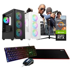 거상테크 조립 게이밍 컴퓨터 라이젠 7500F 16GB 256GB RTX4060 윈10 SSD장착 본체 모니터 세트, 1. 본체, 거상 화이트 (그랜드 마스터)