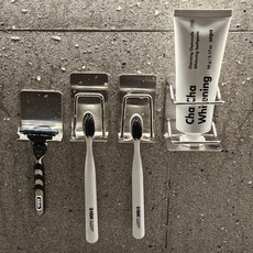 아크배라 304 올 스텐 칫솔걸이 무타공 칫솔꽂이 세트, 2인용, 1개