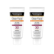 뉴트로지나 클리어 페이스 선크림 오일 프리 SPF 30 88ml 2팩 Neutrogena Clear Face Liquid Sunscreen for, 2개