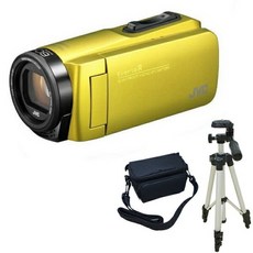 비디오 카메라 JVC GZ-R480-Y시트론 옐로+KA-1100삼각&amp;백부 추천 세트 장시간 녹화 Everio R(에브리, 단일상품