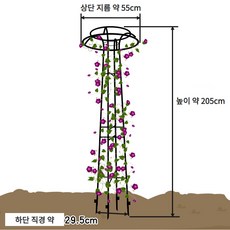 블랙색상 버섯모양 철제 오벨리스크 205cm 식물지지대 장미꽃 덩굴식물 키우기