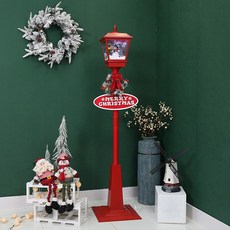 크리스마스눈내리는가로등 스텐드 산타 블랙 레드 루돌프 스노우 소품 바 대형 눈사람, 1.8m 레드 스노우맨 가로등