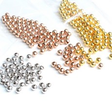 (200pcs)실버볼 메탈 시드비즈 구슬, 3.2MM, (B64-8) KC골드