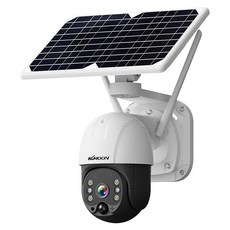 KKmoon 풀 컬러 야간 투시경 무선 태양패널 충전식 카메라 300만화소 무선 CCTV, 화이트