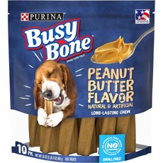 Busy Bone 퓨리나 비지 본 인 USA 시설 오래 지속되는 중소 품종 성견 츄 땅콩 버터 맛 4개 팩 6 Ct. 파우치, Peanut Butter, 992g
