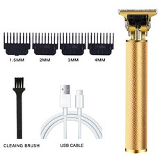 남성용 빈티지 수염 면도기 전기 헤어 커팅 머신 여행용 무선 USB T9, 08 061-GoldMesh