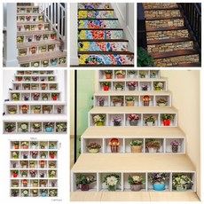 6 pcs 계단 스티커 홈 데칼 계단 계단 라이저 바닥 스티커 diy 벽 바닥 데칼 계단 데칼 장식 pvc dropship, 1개, Stairs Stickers K^0