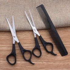 3pc 헤어 가위 절단 가위 살롱 전문 이발사 헤어 커팅 숱이 미용 세트 스타일링 도구 미용 빗, 3개