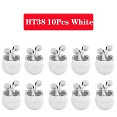 레노버 HT38 오리지널 무선 TWS 블루투스 5.0 이어폰 하이파이 라이브팟 마이크 포함 방수 스포츠 스테레, 01 10Pcs White