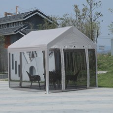 야외 동계 텐트 캠핑 사각타프, 베이지3mX3m 루프+사면 망사