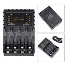 충전 케이블 포함 배터리 충전기 AA AAA Ni-MH Ni-Cd 충전식 배터리로 작동 DC 5V 2A 1.2V DC800mA 4 슬롯 1 개
