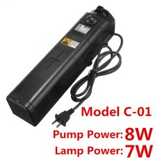 수족관용품 220V 수족관 UV 필터 살균기 램프 펌프 물고기 탱크 필터 물 산소 순환 살균 제거 조류 탈취, 01 JUP21- 7W_01 US Plug