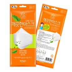 맑은나라 원데이 깨끗한 마스크 5매 백색 성인용, 10개