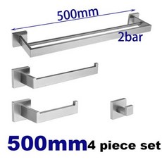 SUS304 스테인레스 브러시드 스틸 욕실 액세서리 수건 걸이 화장지 홀더 수건 바 후크, 4 Pcs kit.500mm 2bar, CHINA, 18 4 Pcs kit.500mm 2bar
