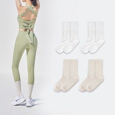 뮤즈마인 4P SET 파스텔 논슬립 중목 양말 - 7COLOR 무지 단색 요가 필라테스양말 4묶음 세트 장목 논슬립패드 찍찍이 양말 미끄럼방지 실리콘패드 여성 스포츠양말 삭스