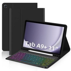 EAMPANG 삼성 호환 갤럭시 탭 A9+ 11인치 SM-X210/X216/X218용 키보드가 있는 케이스 태블릿 A9 플러스용 펜 슬롯이 백라이트 탈착식 무선 키보드 마그네틱 -
