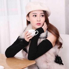 케이판 반장갑 여성 반손 캐시미어 연장 보온 반팔 손보호 양털 울 핑거리스 손목보호대 팔토시 롱 글러브