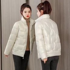 여성용 광택 코튼 패딩 재킷 파카 루즈하고 짧은 두껍고 따뜻한 캐주얼 여성 외투 겨울 2022 새로운 패션