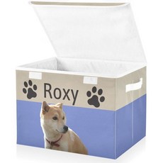 뚜껑이 있는 맞춤형 반려견 장난감 보관함 개인 맞춤 접이식 반려동물 바구니 강아지 용품 개 장난감 의류 의류 및 액세서리 퍼플 블루를 위한 수납함 정리함, #13, 1개