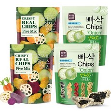 크리스피 리얼칩스 5믹스 180g x 2p + 빠삭칩 양파맛 200g x 2p 세트, 1세트